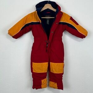 Vintage LL Bean Cold Buster Snowsuit 2T Toddler Insulated Hood Zip Grow Cuffs